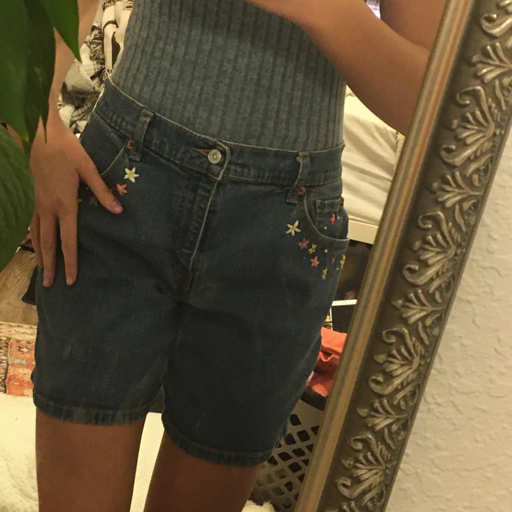 Levi’s Hand-embroidered Shorts Flowers Colorful Indie Summer Summertime